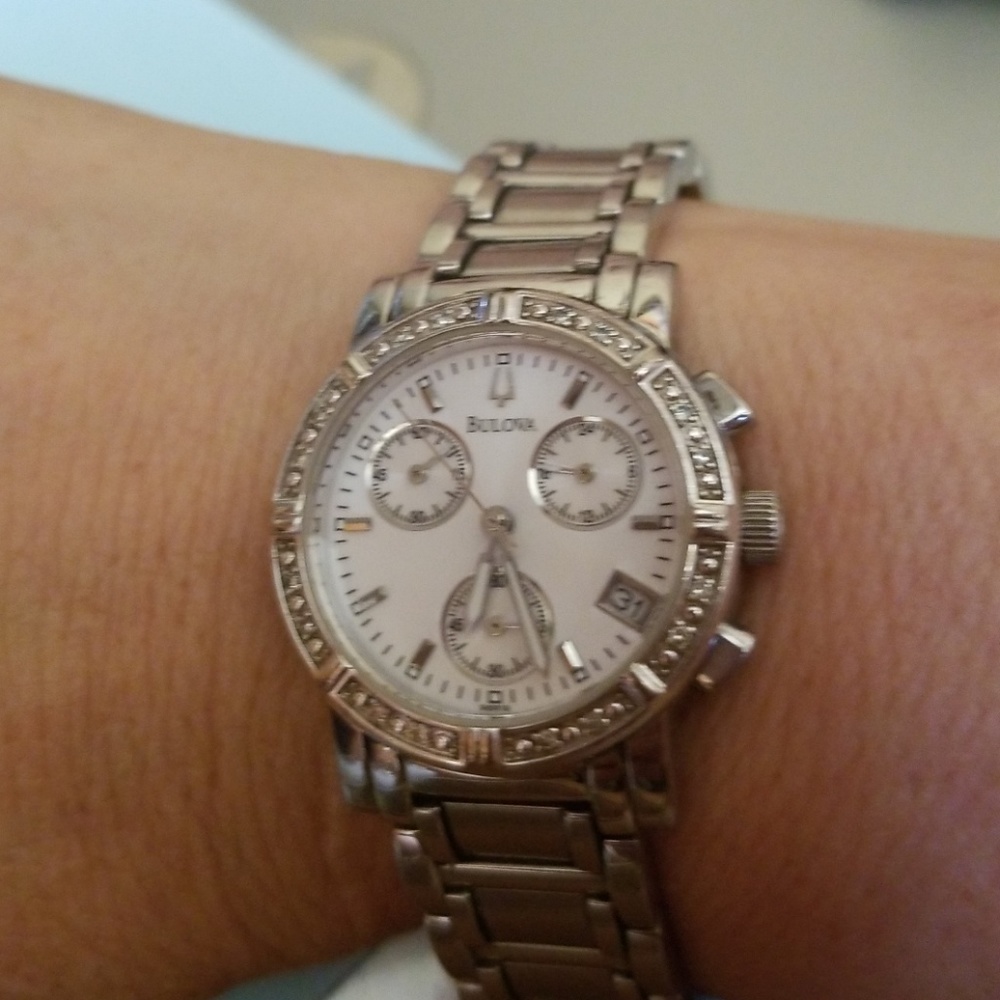 Bulova Chronometer, Silver, Diamond Watch - image 2